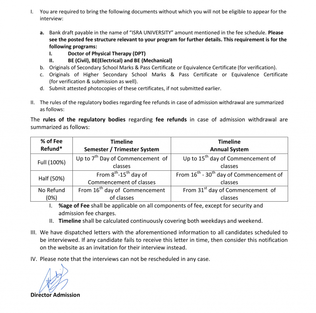Interview Schedule and General Instructions - | Official Website